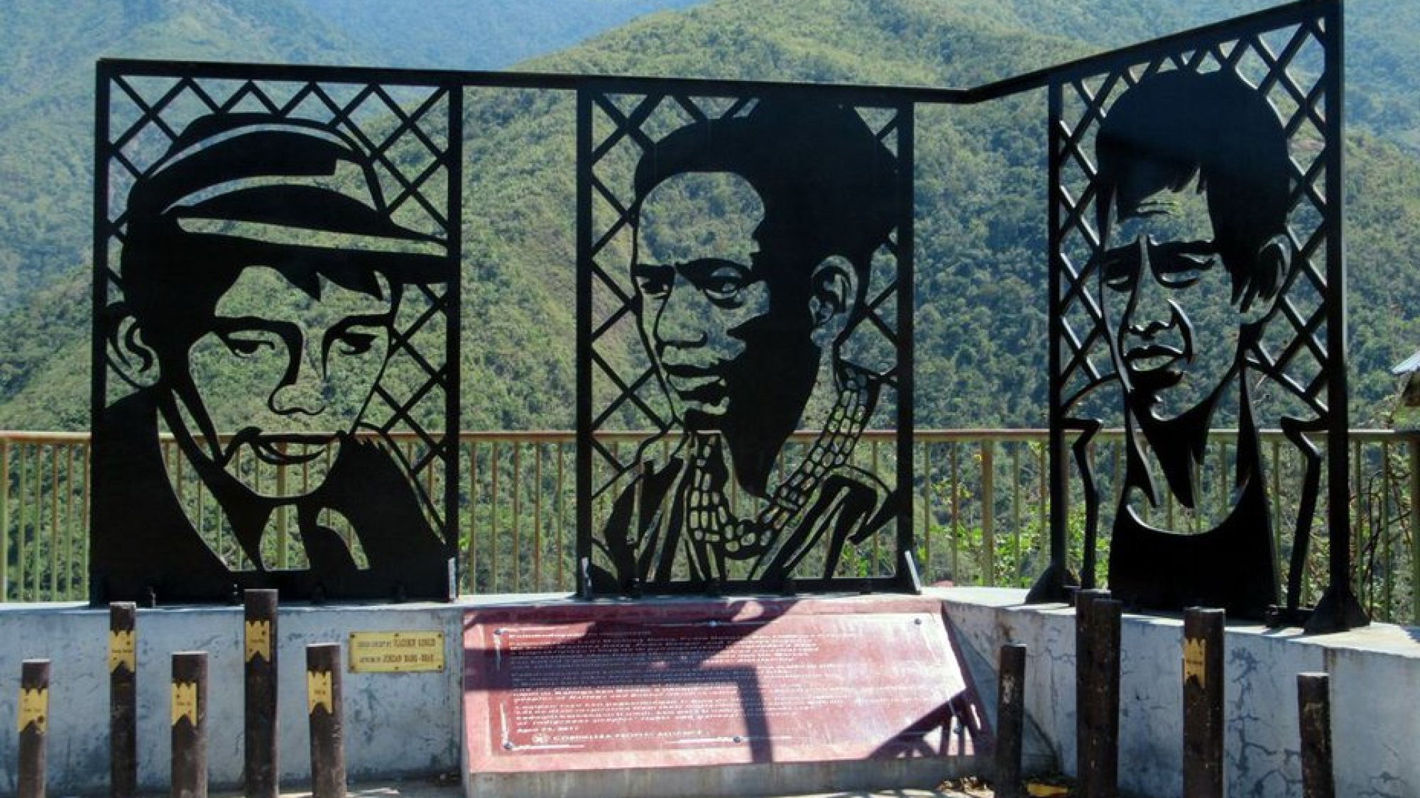 This monument near Tinglayan in Kalinga province. Philippines, commemorates three tribal leaders killed during resistance to the Chico River dam project in the 1980s.