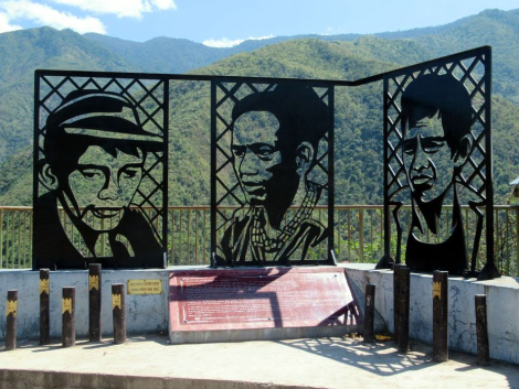 This monument near Tinglayan in Kalinga province. Philippines, commemorates three tribal leaders killed during resistance to the Chico River dam project in the 1980s.
