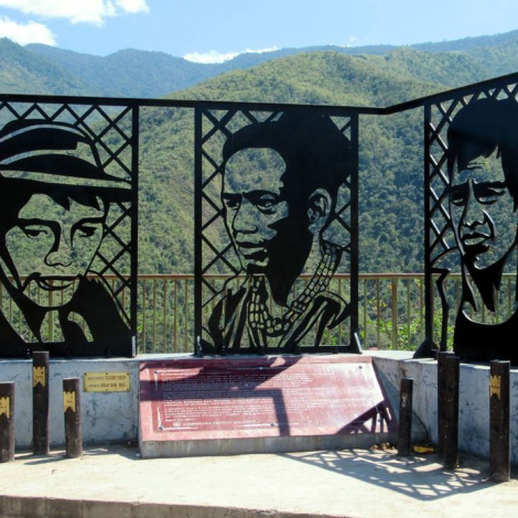 This monument near Tinglayan in Kalinga province. Philippines, commemorates three tribal leaders killed during resistance to the Chico River dam project in the 1980s.